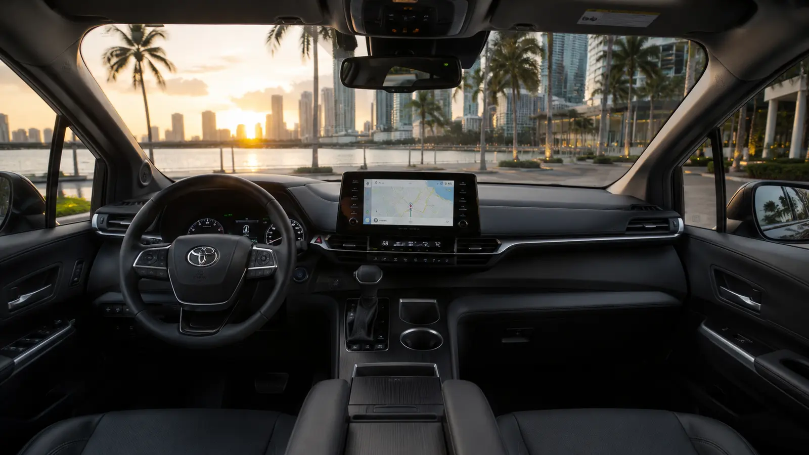 Inside an Express Lyft vehicle